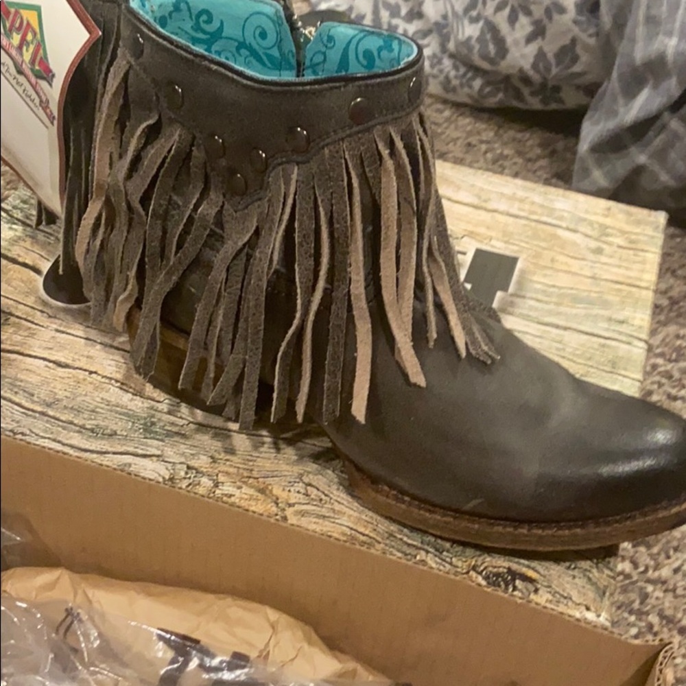 New Corral Leather Fringe Booties